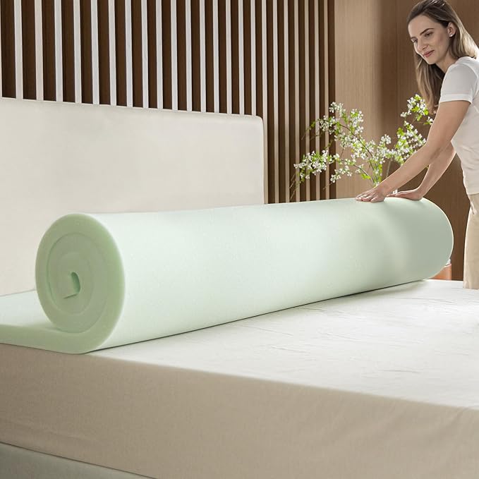 ZINUS 2 Inch Green Tea Memory Foam Mattress Topper,